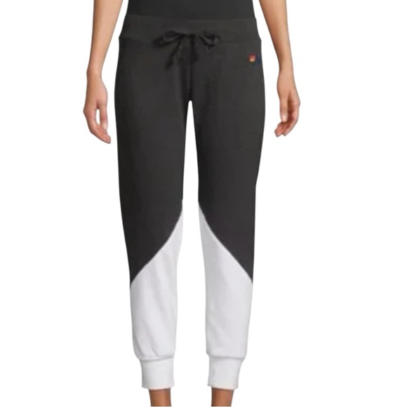 Aviator Nation Glider Black & White Color Block Joggers Women’s Medium - Picture 16 of 16